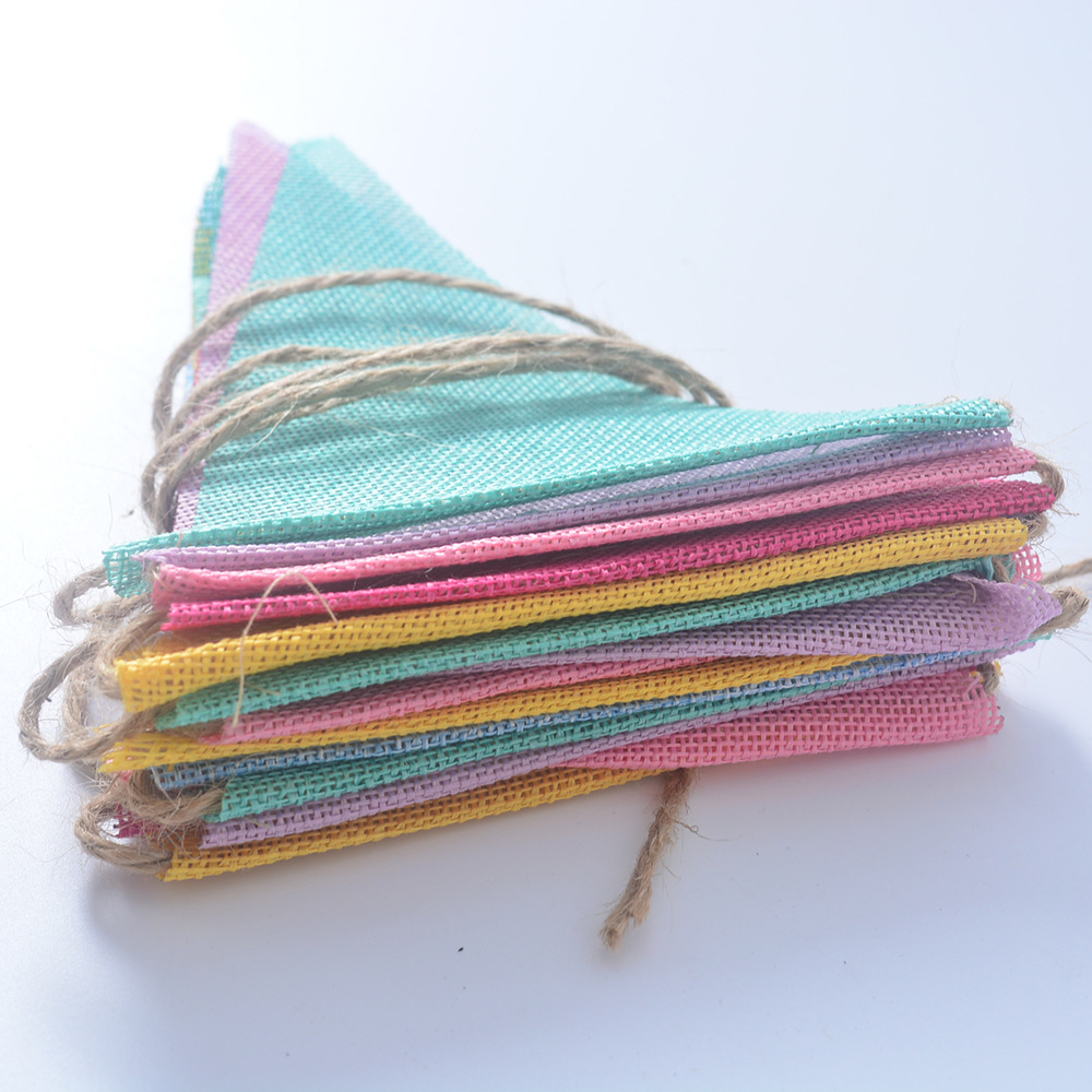 Colorful Burlap Linen Bunting Flags